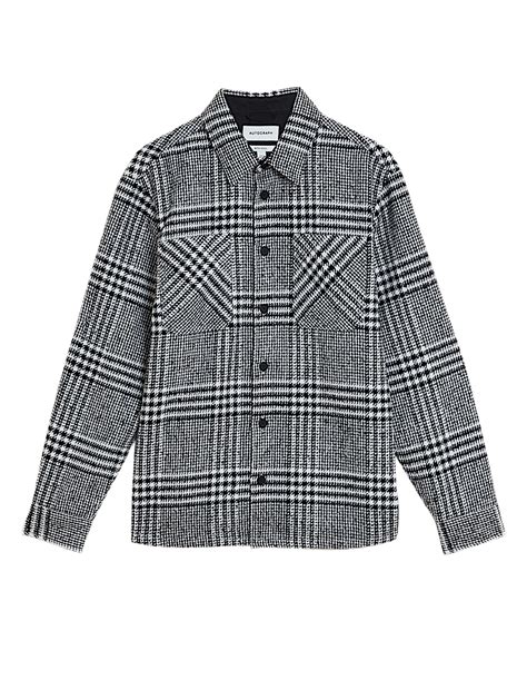Buy Wool Blend Check Overshirt at Marks & Spencer