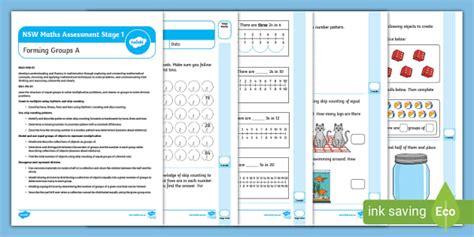 Maths Assessment NSW Curriculum – Stage 1 Forming Groups A