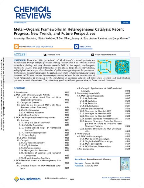 MOFs in Heterogeneous Cat. (Chem Rev 2020) - Metal−Organic Frameworks ...