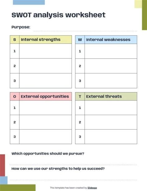 Image result for Free SWOT Analysis Template Worksheet