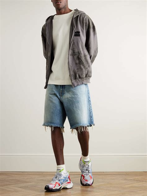 BALENCIAGA Skater Wide-Leg Distressed Denim Shorts for Men | MR PORTER