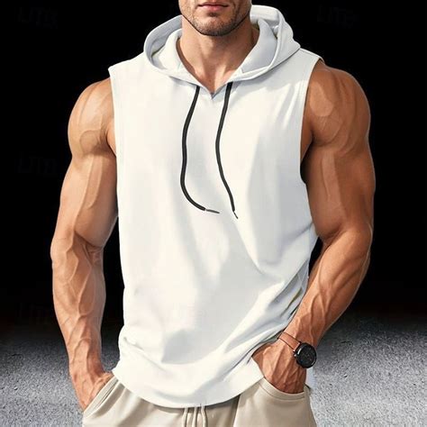 Men's Tank Top Vest Top Undershirt Sleeveless Shirt Sleeveless Hooded ...