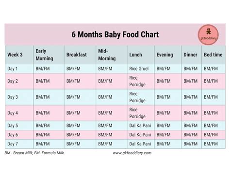6 Month Baby Food Chart Week 3 - GKFoodDiary - Homemade Indian Baby ...