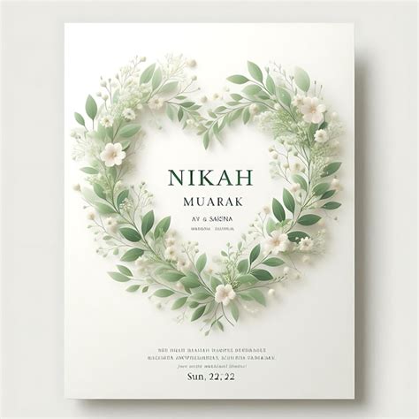 Nikkah mubarak card luxury floral wreath wedding card islamic wedding ...