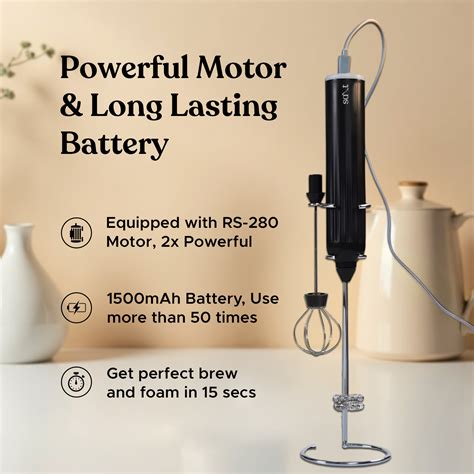 AeroWhisk Pro Rechargeable Coffee Frother with 3 Interchangeable Heads ...