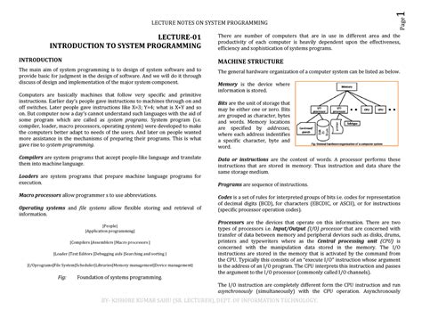01.Introduction to system programming - LECTURE NOTES ON SYSTEM ...