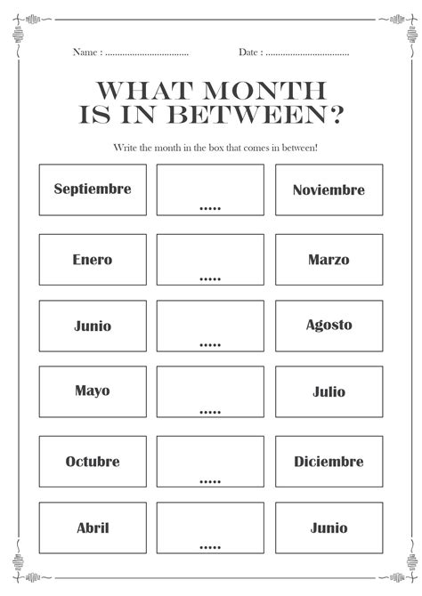 11 Free Printable Spanish Worksheets Months - Free PDF at worksheeto.com