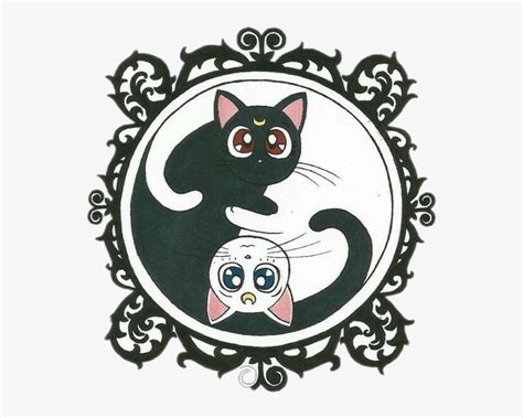 Sailormoon Sailor Luna Artemis Clipart Black And White - Yin Yang Cats ...