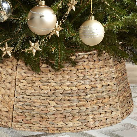 5-Piece Rattan Christmas Tree Collar - 26" Rustic Farmhouse Tree Skirt ...