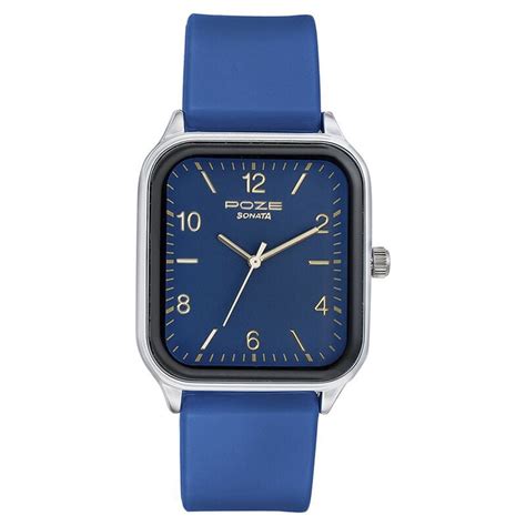 Sonata Poze Quartz Analog Blue Dial Silicone Strap Watch for Men