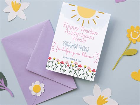 Teacher Appreciation Card Template | Printable Thank You Card for Teacher Gift | Edit, Download ...