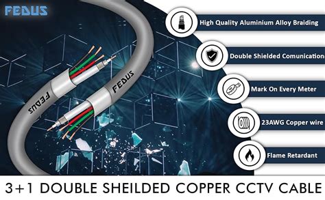 FEDUS 90 Meter 23AWG Pure Copper 3+1 Outdoor CCTV Camera Coaxial Cable ...