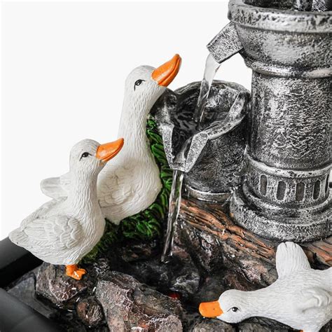 Buy Corsica Cascade Black Polyresin Duck Family Indoor Fountain ...