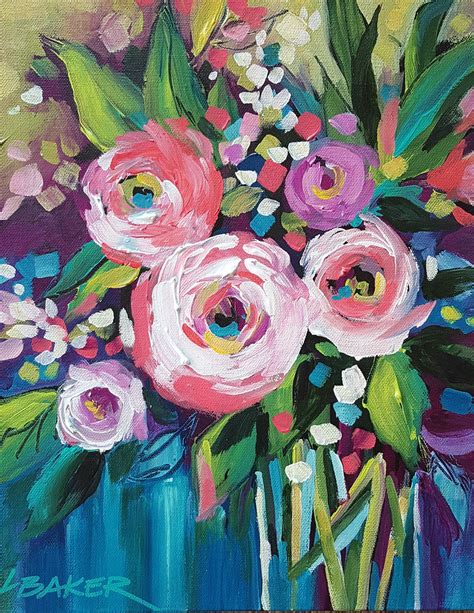 Floral Art Original Acrylic Floral Flower Bouquet Painting Flowers in ...