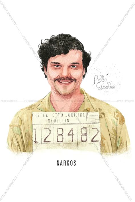 Postere Narcos Pablo Escobar Mugshot Sketch Poster (Premium Fanart ...