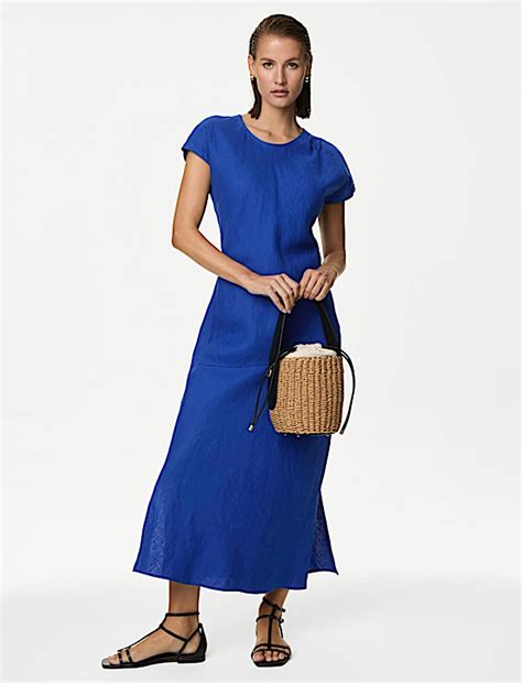 Buy Pure Irish Linen Pleat Front Midaxi Dress at Marks & Spencer
