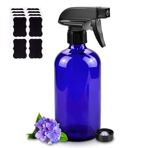Buy Glass Spray Bottles, 16oz Blue Glass Spray Bottles with Labels ...