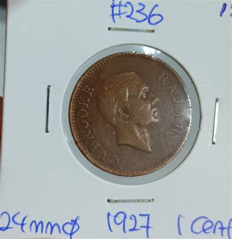 1 Cent Sarawak C.V.Brooke Rajah Coin 1927 (VF) #236, Hobbies & Toys ...