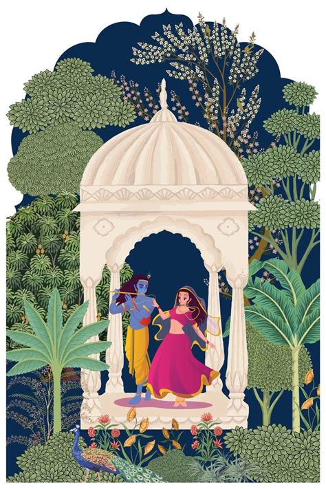 Radha Krishna Pichwai Canvas – Eternal Love Wall Art Painting by Arti ...