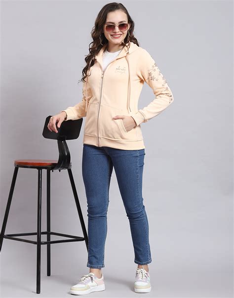 Buy Women Beige Printed Hooded Full Sleeve Sweatshirt Online in India ...