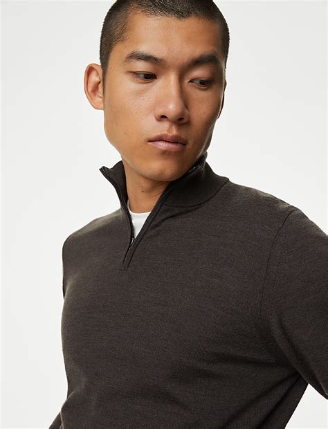 Pure Extra Fine Merino Wool Half Zip Jumper