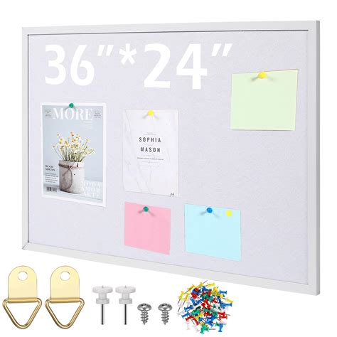 Amazon.com : Teling 36 x 24 Inch White Cork Board Bulletin Board for ...