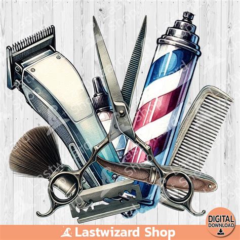 Barbershop Tool PNG, Barber Sublimation Design, Watercolor Hair Stylist ...