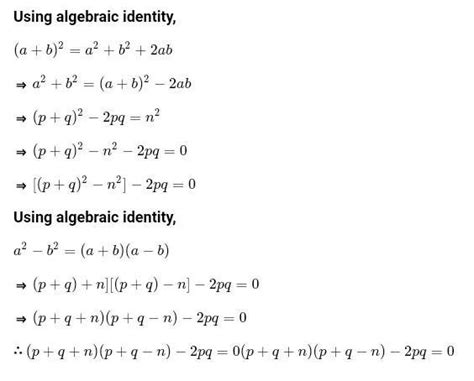 Solve p^2+ q² = n^2 - Brainly.in