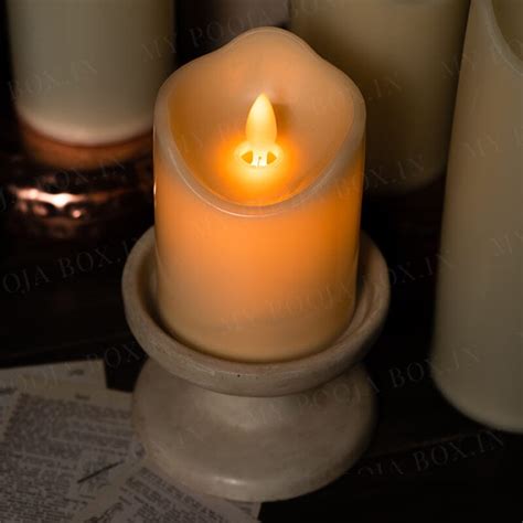 Buy LED Moving Flame Pillar Candle - Smooth Ivory Online in India ...