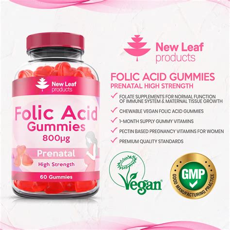 Buy Folic Acid Gummies High Strength Folic Acid Pregnancy Chewable ...