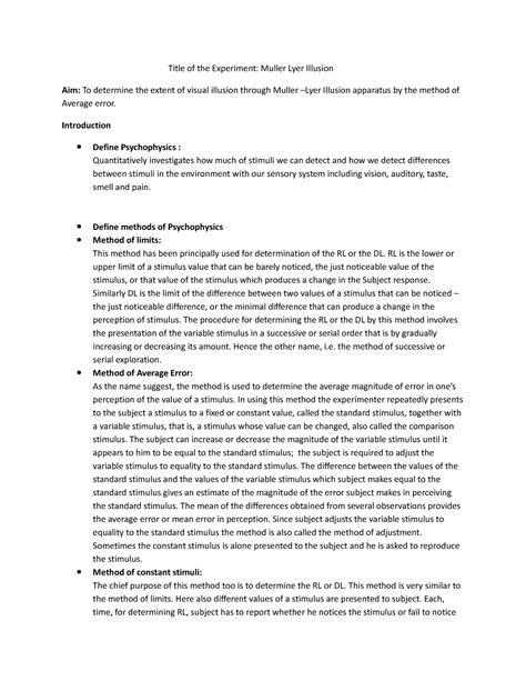Muller Lyer Illusion - Introduction Define Psychophysics ...