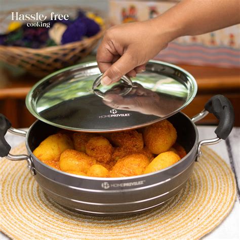 Non-Stick Induction Kadhai (5-layer granite coating) with SS Lid ...