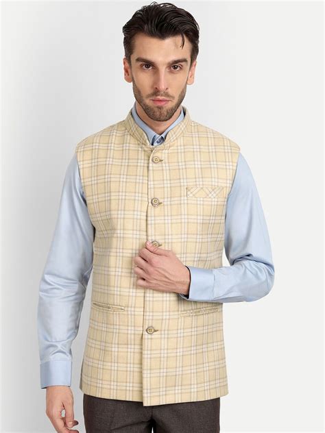 Vandnam Fabrics Men Checked Slim Fit Woolen Nehru Jackets - Price History