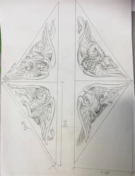 Sketch of Pantocrator and Four Evangelists ceiling mural, St. Paul's ...