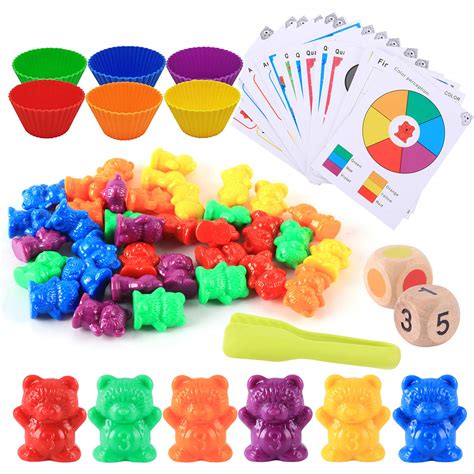 Buy Rainbow Counting Bears Set, 46pcs Colorful Bear Counters with ...