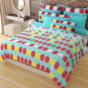 Home Candy Fruity Bloom 120 TC Cotton Double Bedsheet with 2 Pillow ...