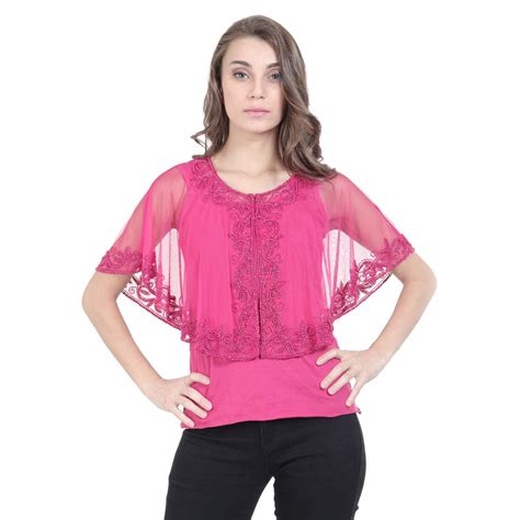 Buy Fuchsia beaded Handcrafted Cape Poncho | Hautemoda