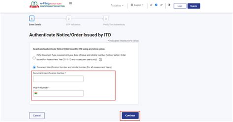 Authenticate the Notice issued by ITD User Manual | Income Tax Department