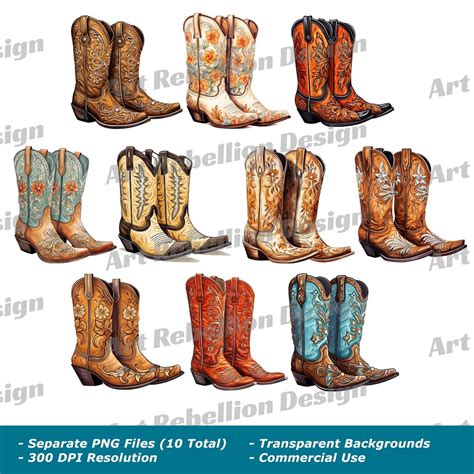 Cowboy Boots Clipart - Non-traditional Style Country Western Boots Clip ...