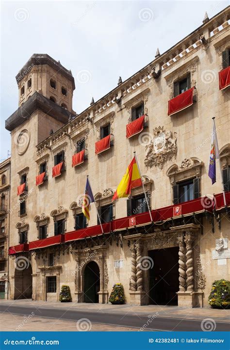Old Hall in Spanish City. Alicante, Spain Stock Image - Image of facade ...