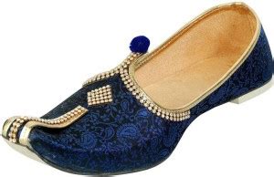 AVANTIO Mens Wedding Blue Nug Fabric Jutti Mojaris For Men - Buy ...