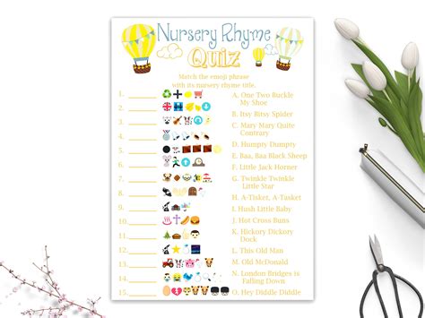 Free Printable Baby Shower Nursery Rhyme Games With Answer Key ...