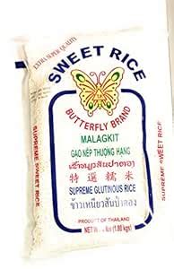 4 Pounds Butterfly Brand Sweet Rice, Supreme Glutinous Rice (Pack of 1 ...