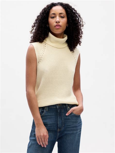 Sleeveless Knit Turtleneck Sweater at Marjorie Summerville blog