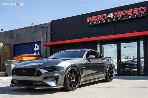 Magnetic Grey Mustang GT gets a new color combo sporting Project 6GR 10-TEN wheels in Gloss ...