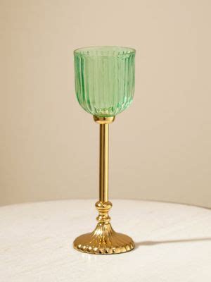 Buy Pure Home + Living Green Ribbed Glass Tall Hurricane with Stand (S ...