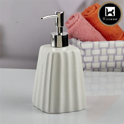 Kookee Ceramic Soap Dispenser for handwash for Bathroom, White, (Set of ...