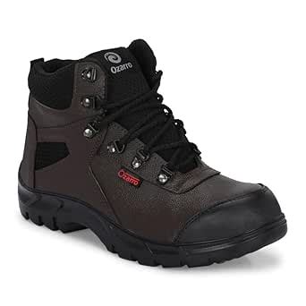 Ozarro Men Brown Genuine Leather Steel Toe Fire And Safety Boot M4442 ...