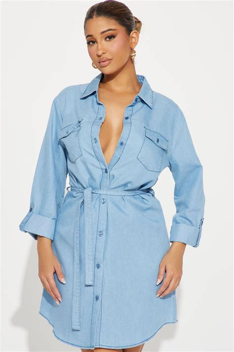 Denise Chambray Shirt Dress - Light Wash | Fashion Nova
