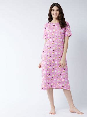Buy Miss Chase Womens Pink Round Neck Half Sleeves Printed Midi Dress ...